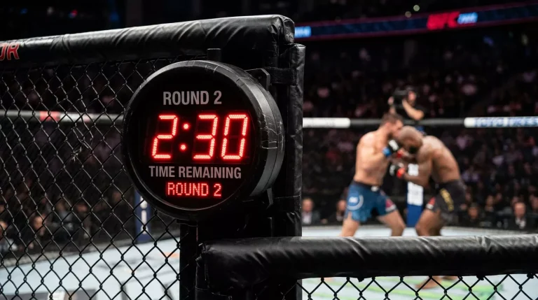 Cronómetro digital del octágono de MMA marcando el tiempo restante de un asalto